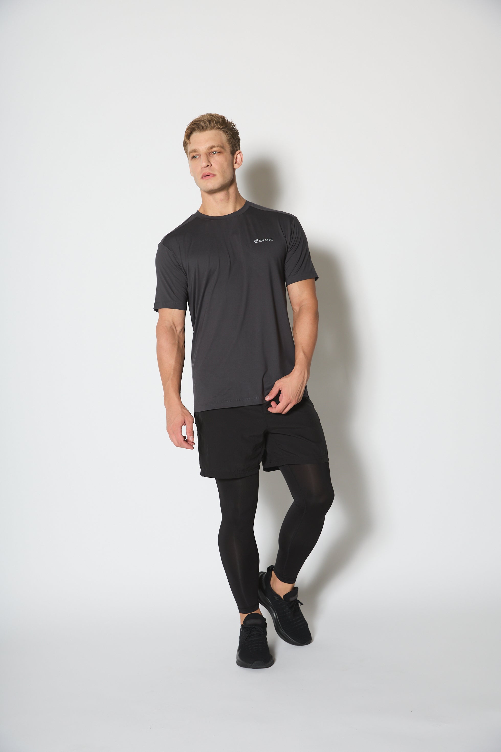 EVANE] エバン 4WAYストレッチ セットイン ドライ トレーニングTシャツ