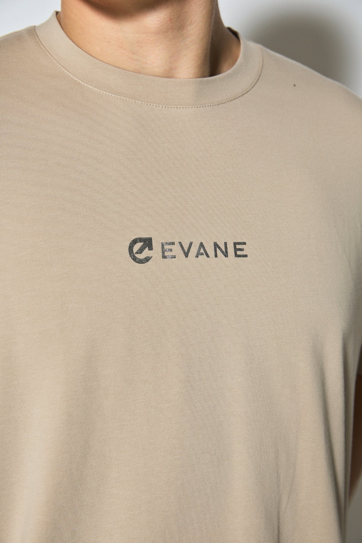 コットンロゴTシャツ EVANE] エバン オーバーサイズ コットン ストレッチ SILVER ロゴ